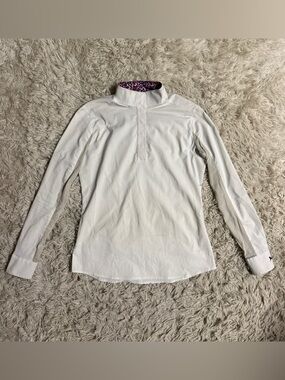 Women’s Large White RJ Classics Long Sleeve Horseback Riding Show Shirt